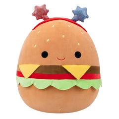 Squishmallows 14" Carl the Cheeseburger with Red and Blue Star Headband | Jazwares / Squishmallows Squad
