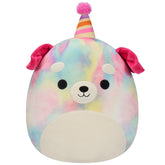 Squishmallows 12" Delenne the Rainbow Tie-Dye Dog With Party Hat | Jazwares / Squishmallows Category| Squad