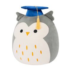 Squishmallows 12" Hoot the Grey Owl with Blue Graduation Cap | Jazwares / Squishmallows Squad
