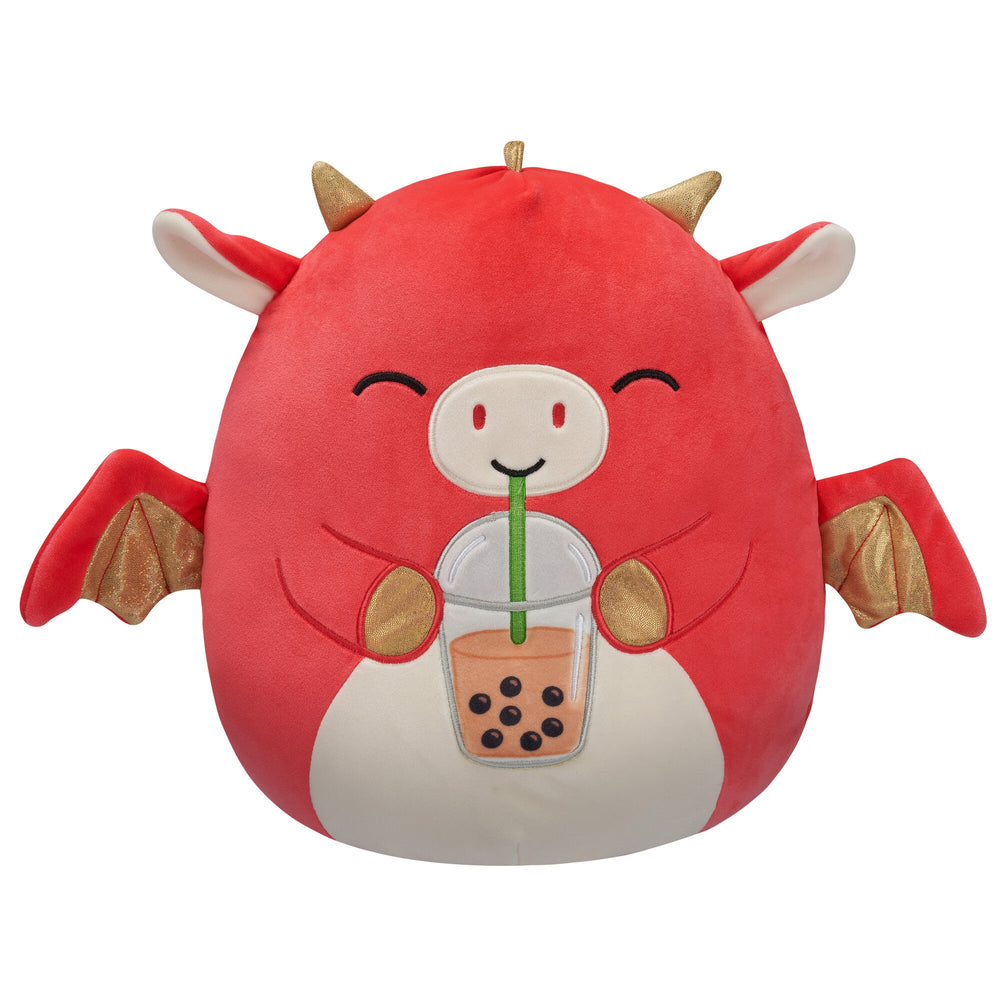 Squishmallows 12" Baiden the Red Dragon with Boba Drink | Jazwares / Squishmallows Squad