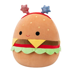 Squishmallows 14" Carl the Cheeseburger with Red and Blue Star Headband | Jazwares / Squishmallows   Squad