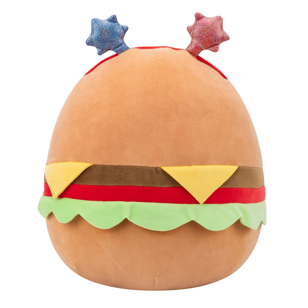Squishmallows 14" Carl the Cheeseburger with Red and Blue Star Headband | Jazwares / Squishmallows   Squad