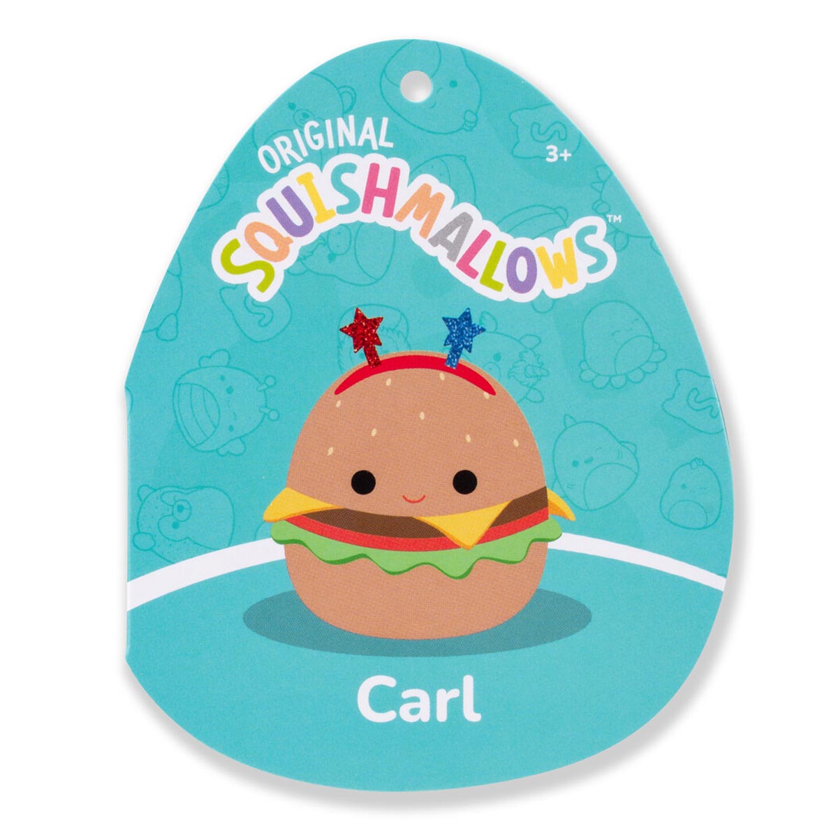 Squishmallows 14" Carl the Cheeseburger with Red and Blue Star Headband | Jazwares / Squishmallows   Squad