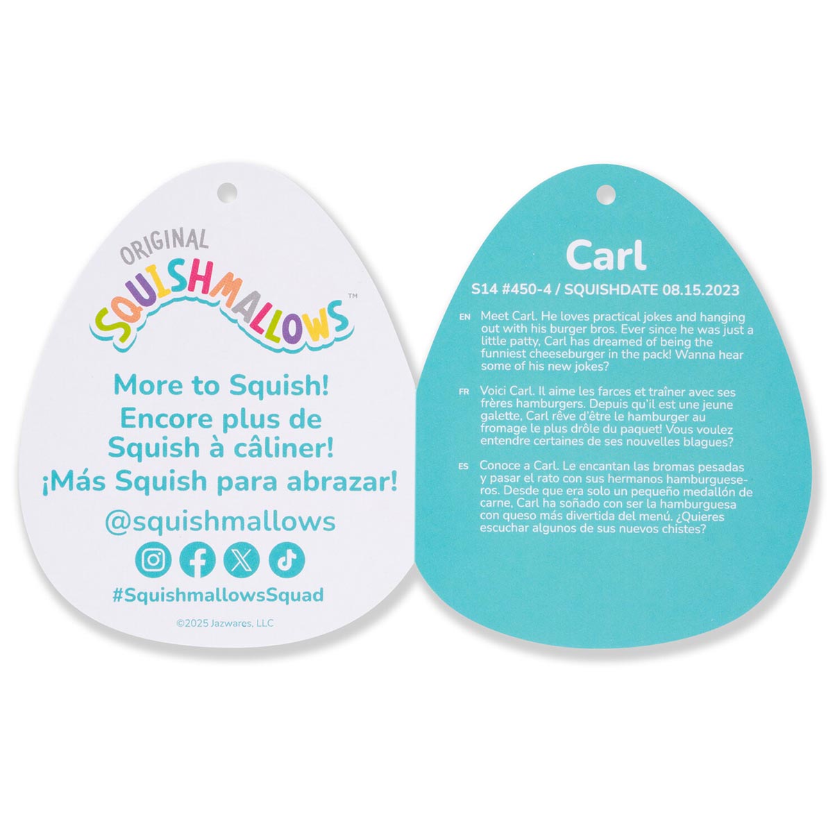 Squishmallows 14" Carl the Cheeseburger with Red and Blue Star Headband | Jazwares / Squishmallows   Squad