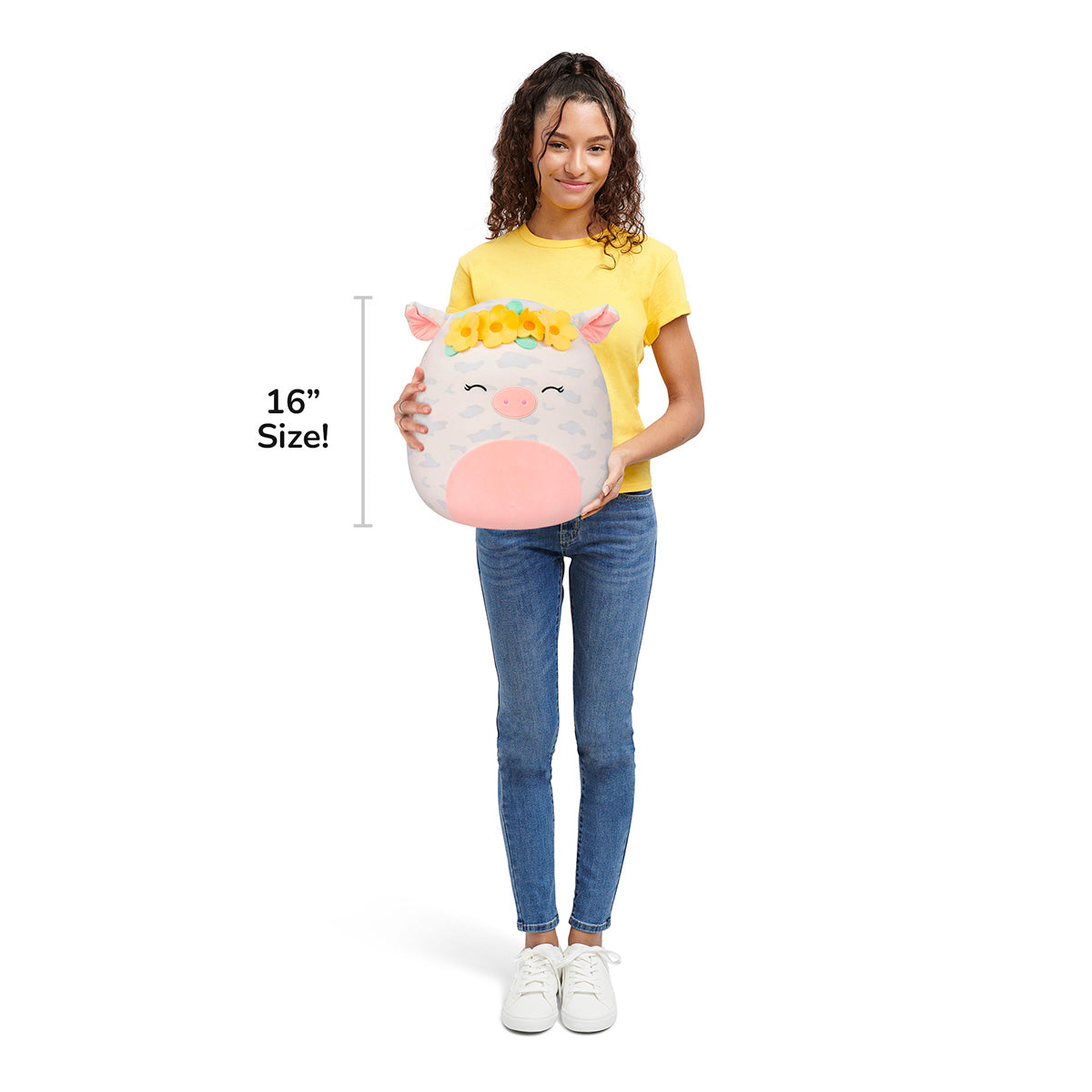 Squishmallows 16" Rosie the Spotted Pig with Yellow Flower Crown | Jazwares / Squishmallows   Squad