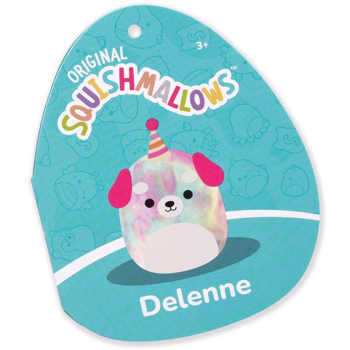 Squishmallows 12" Delenne the Rainbow Tie-Dye Dog With Party Hat | Jazwares / Squishmallows   Category|  Squad