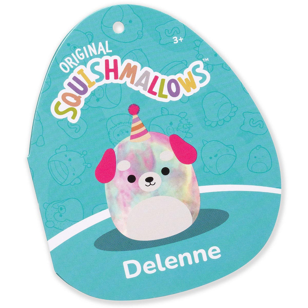 Squishmallows 12" Delenne the Rainbow Tie-Dye Dog With Party Hat | Jazwares / Squishmallows   Category|  Squad