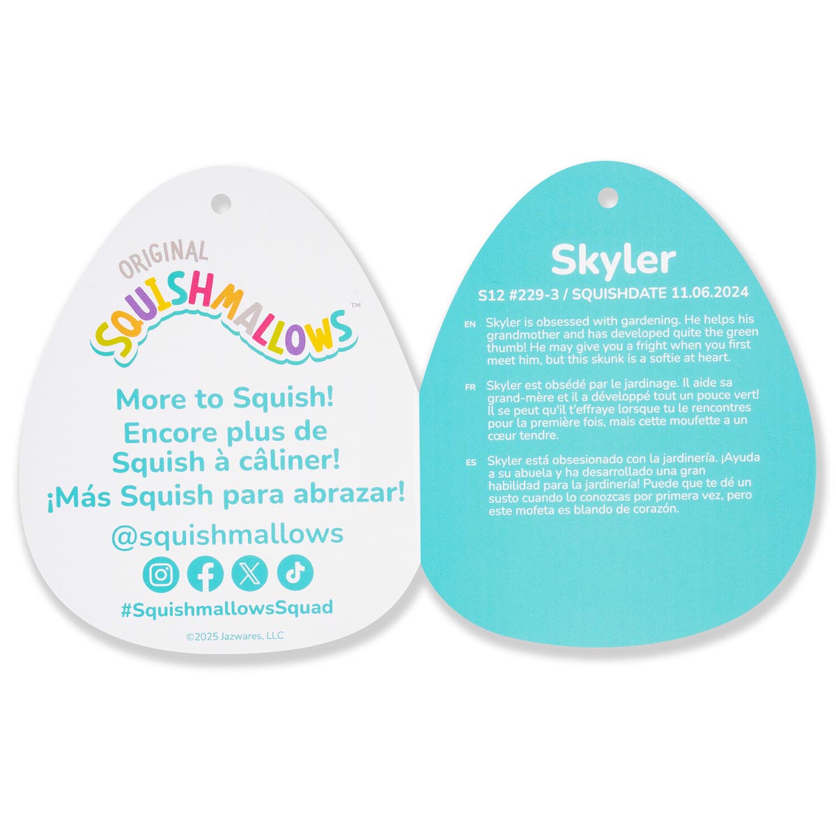 Squishmallows 12" Skyler the Black and White Skunk Bat | Jazwares / Squishmallows   Squad