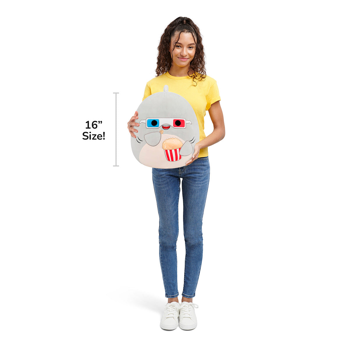 Squishmallows 16" Gordon the Grey Shark with 3D Glasses | Jazwares / Squishmallows   Squad