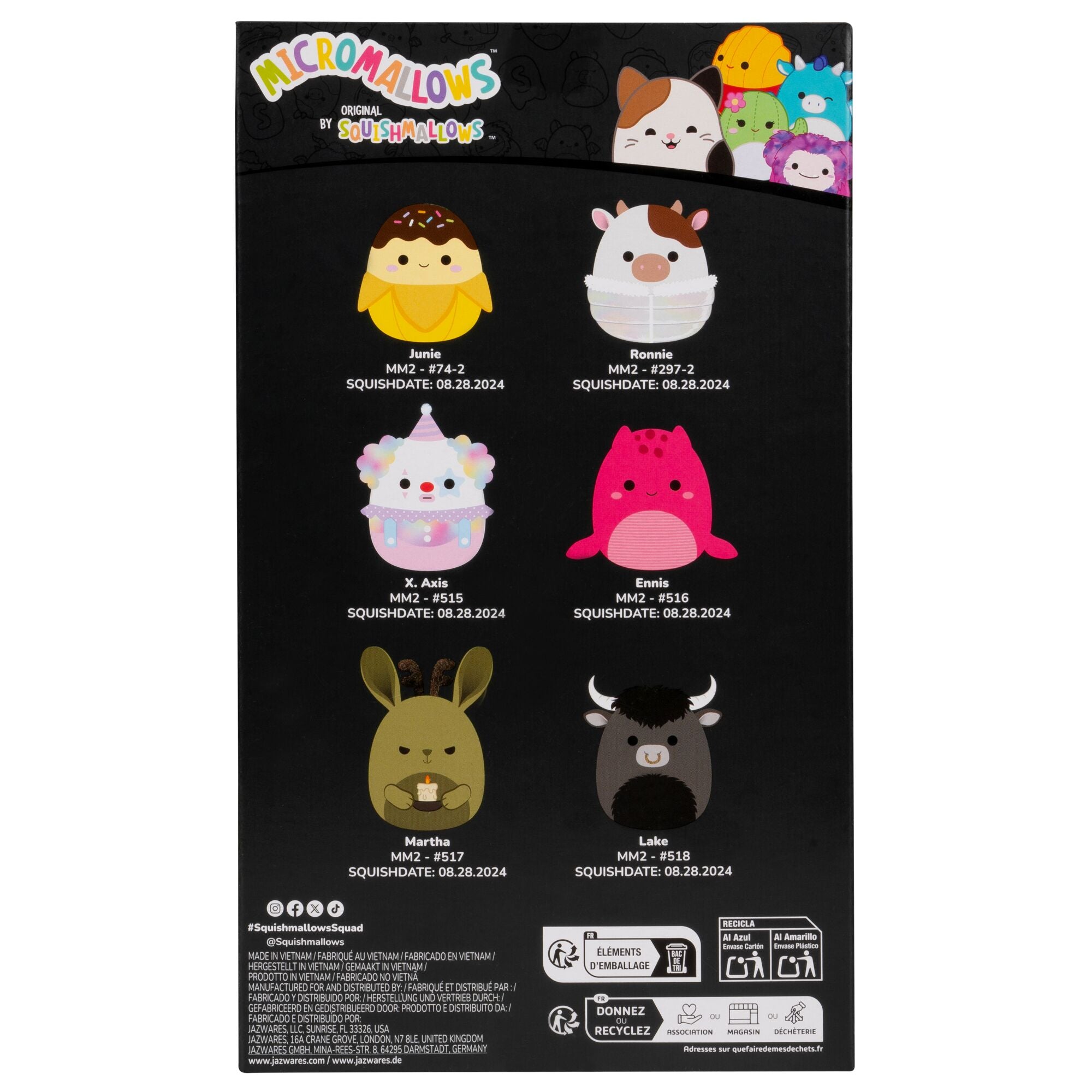 Micromallows Select Series 6-Pack - Ronnie, Junie, X. Axis, Ennis, Martha, Lake | Jazwares / Squishmallows   Category|  Brand