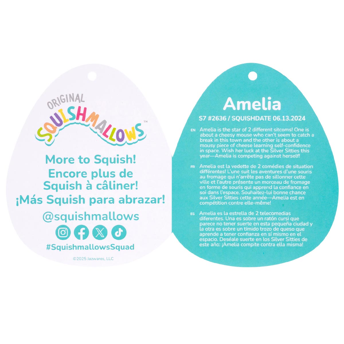 Squishmallows 8" Amelia the Yellow Cheese Mouse | Jazwares / Squishmallows   Squad