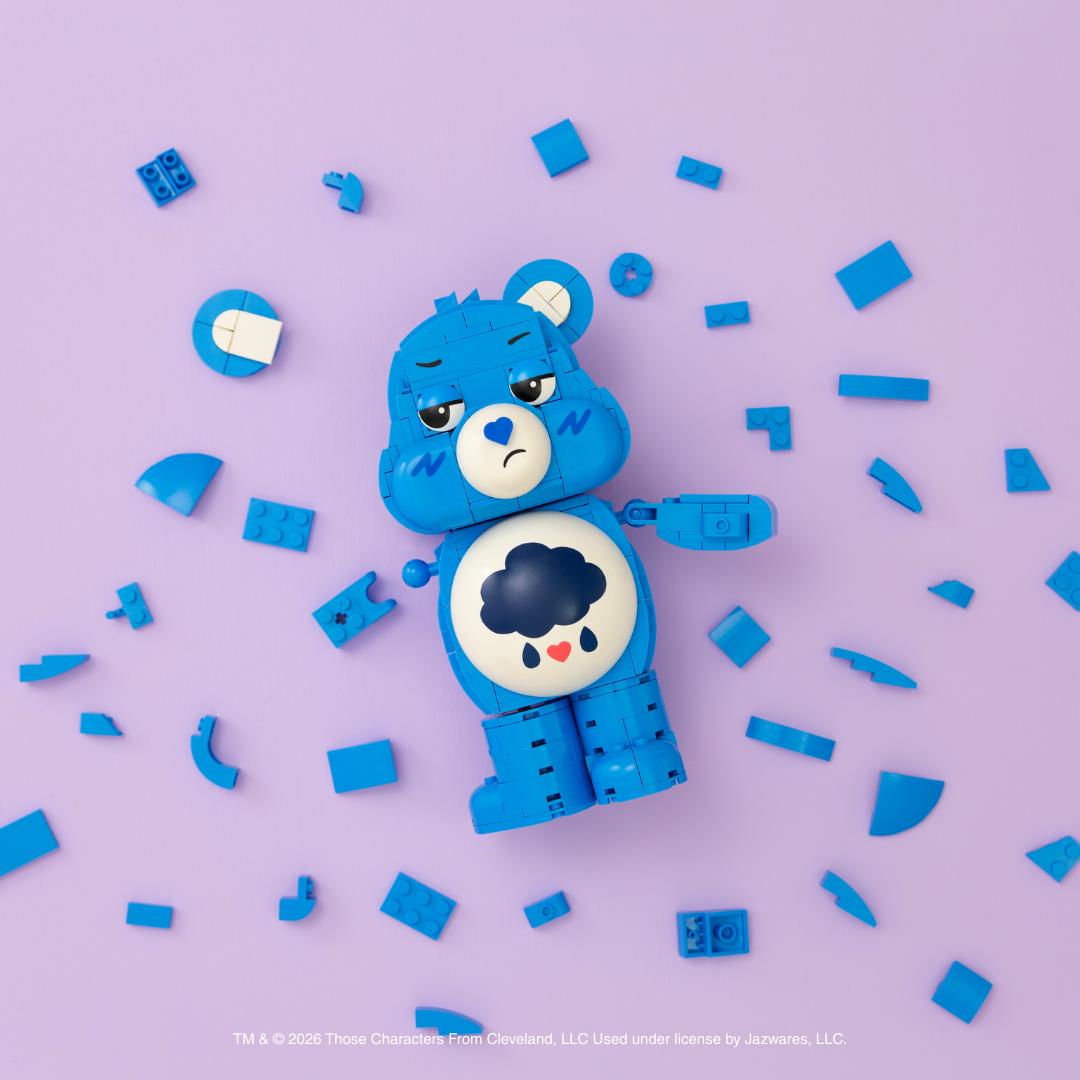 Care Bears Grumpy Bear Building Set - 7-Inch Buildable Articulated Fig / Squishmallows   Brand