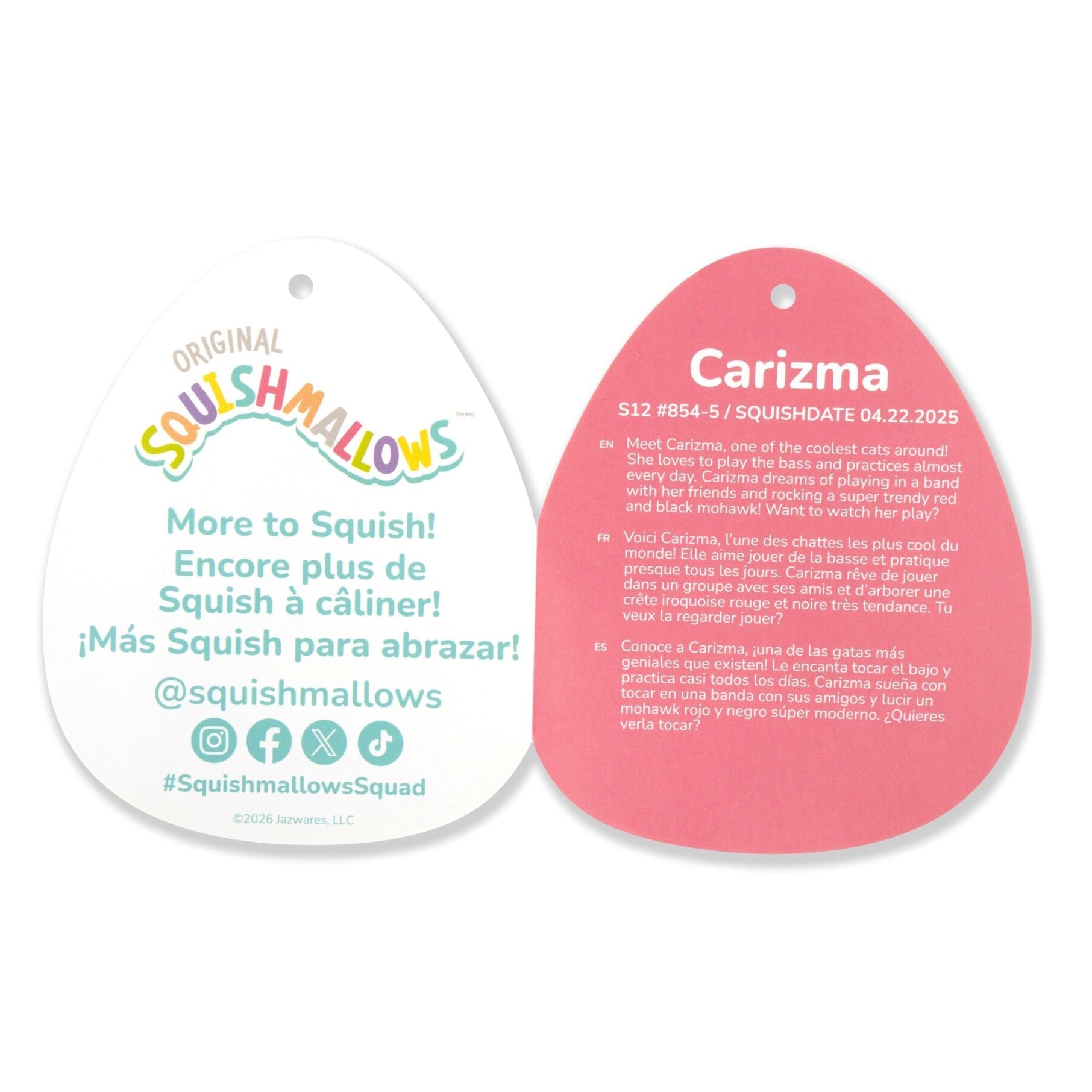 Squishmallows 5" Carizma the Blue Tabby Cat with Headband | Jazwares / Squishmallows   Squad