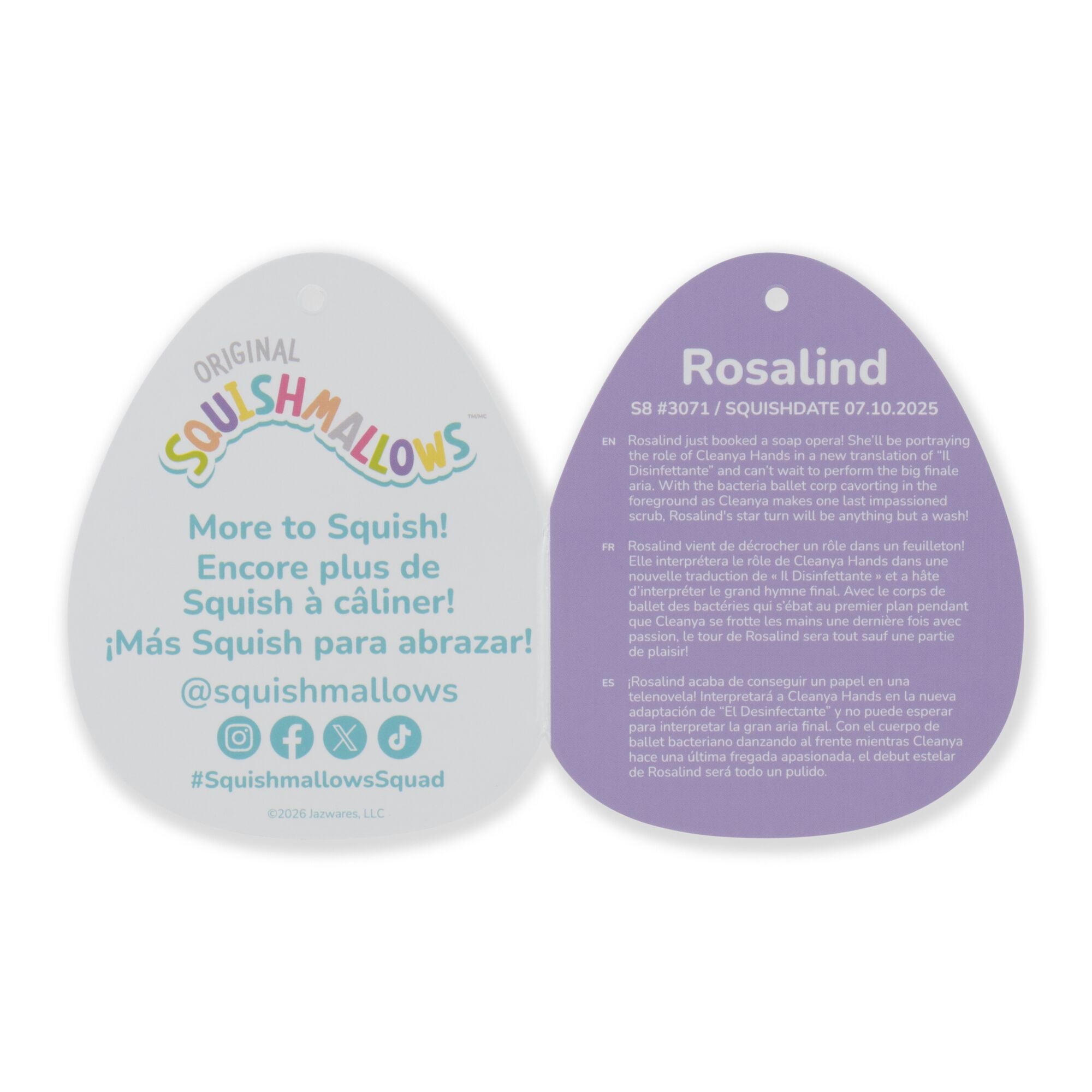 Squishmallows 8" Rosalind the Pink and Periwinkle Dutch Rabbit | Jazwares / Squishmallows   Squad