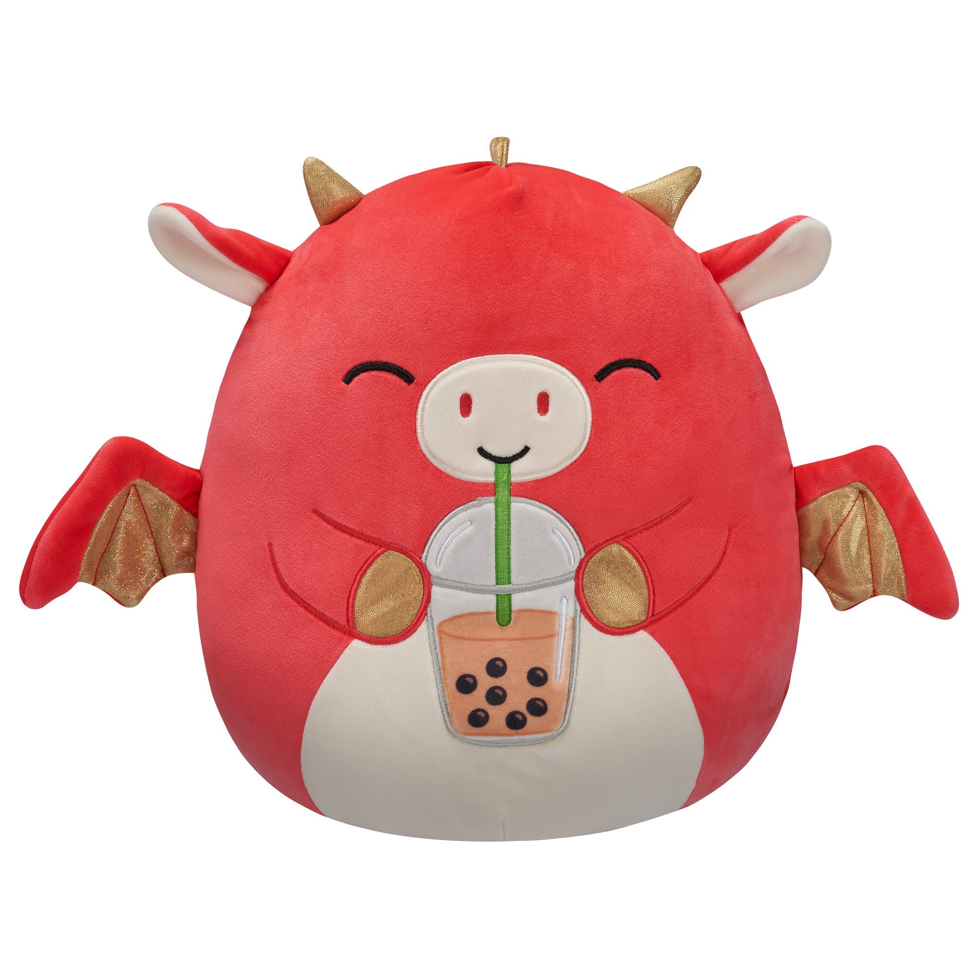 Squishmallows 12" Baiden the Red Dragon with Boba Drink | Jazwares / Squishmallows   Squad