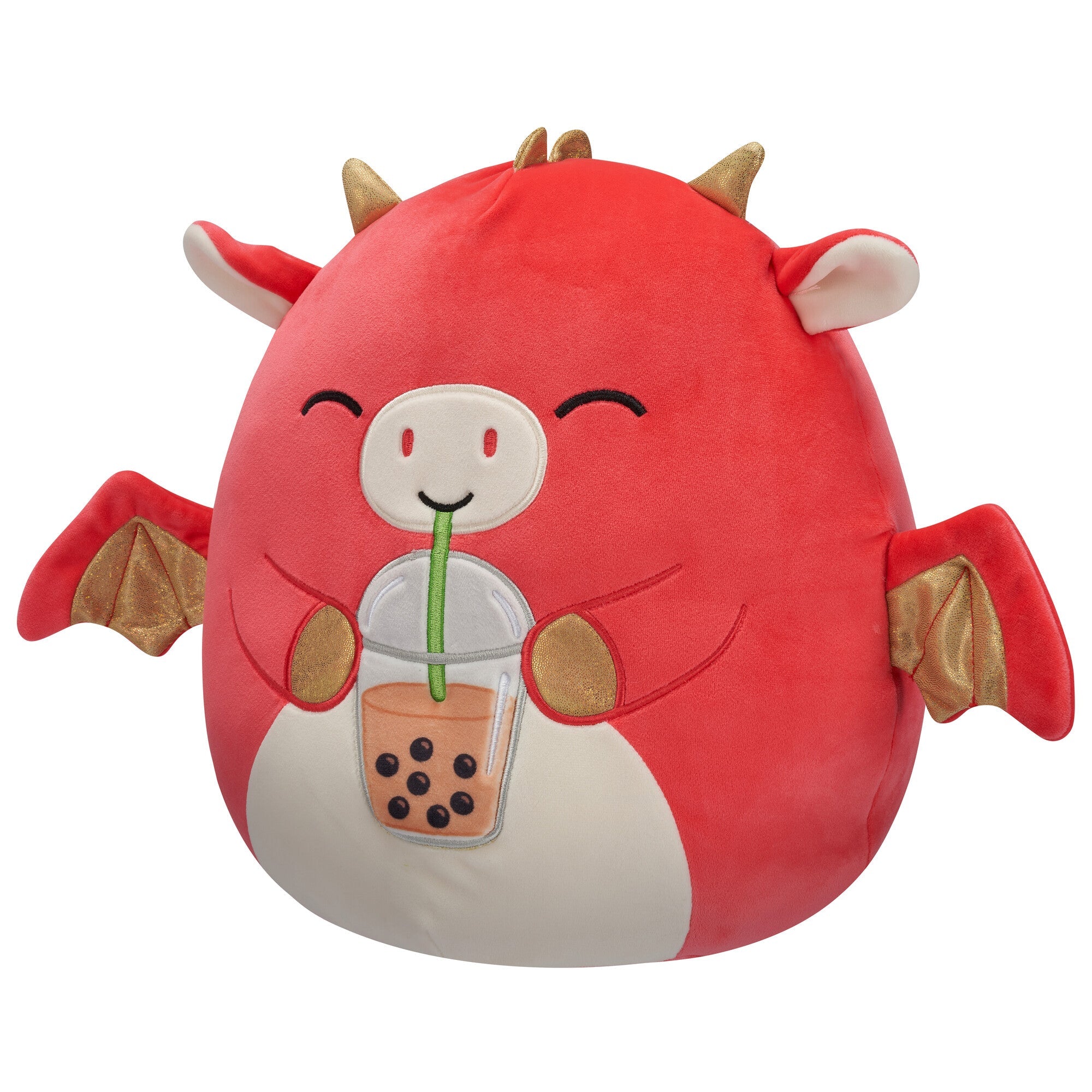 Squishmallows 12" Baiden the Red Dragon with Boba Drink | Jazwares / Squishmallows   Squad