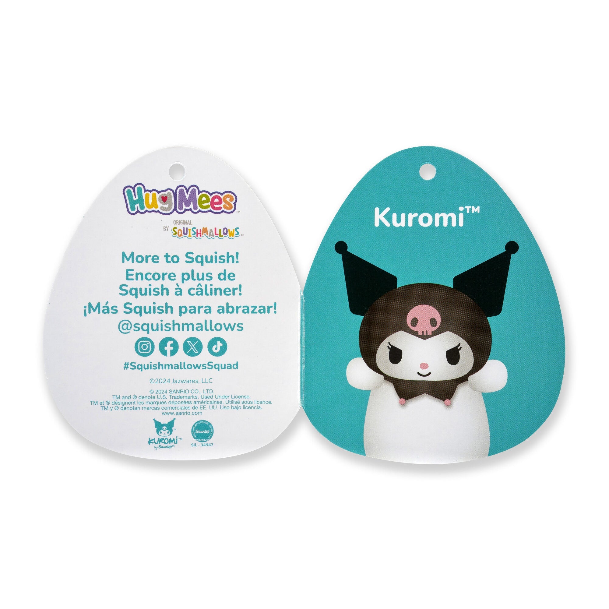 Hello Kitty and Friends 10-Inch Kuromi HugMees | Jazwares / Squishmallows   Brand