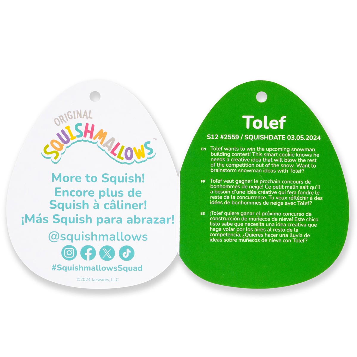 Squishmallows 12" Tolef The Cookie Bear | Jazwares / Squishmallows   Squad