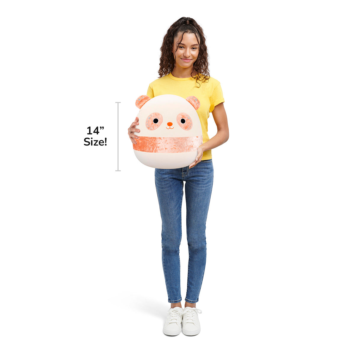 Squishmallows 14" Bee the Peach Velvet Panda | Jazwares / Squishmallows   Squad